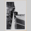 William, Susan, Leslie Shiomi by railing (ddr-densho-522-582)