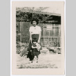 Woman with girl and stuffed dog toy (ddr-densho-475-358)