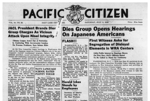 The Pacific Citizen, Vol. 16 No. 26 (July 3, 1943) (ddr-pc-15-26)