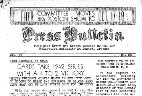 Poston Press Bulletin Vol. IV No. 35 (October 6, 1942) (ddr-densho-145-126)