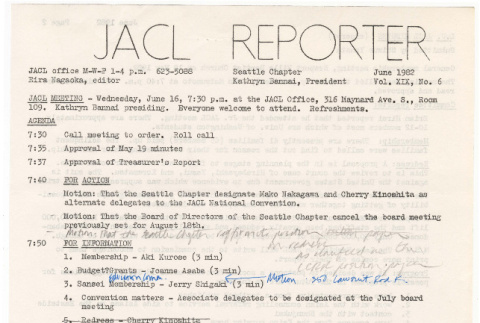 Seattle Chapter, JACL Reporter, Vol. XIX, No. 6, June 1982 (ddr-sjacl-1-310)