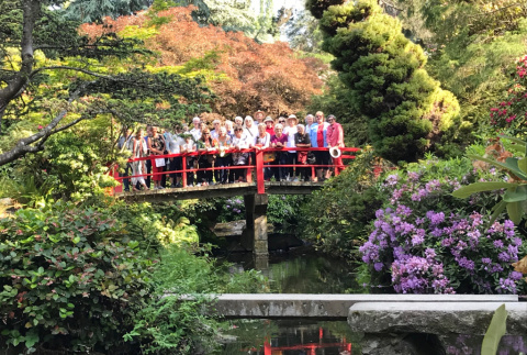 Group from Victoria Master Gardeners posing on the Heart Bridge (ddr-densho-354-2587)