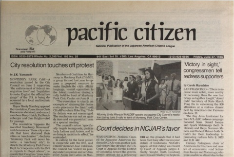 Pacific Citizen, Vol. 102, No. 25 (June 27, 1986) (ddr-pc-58-25)