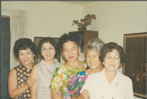 Five woman standing in line (ddr-densho-523-596)