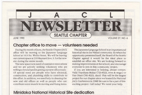 Seattle Chapter, JACL Reporter, Vol. 27, No. 6, June 1990 (ddr-sjacl-1-389)
