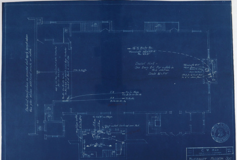Electrical plan Blueprint for Social room at Betsuin Temple (ddr-densho-430-114)
