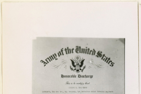 Joseph Tsujimoto's honorable discharge (ddr-densho-37-1360)