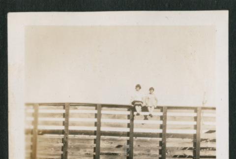 Two kids on a fence (ddr-densho-378-375)