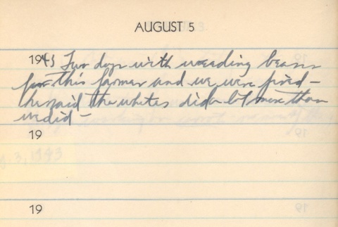 Diary entry, August 5, 1943 (ddr-densho-72-83)