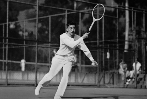 George Tanaka playing tennis (ddr-ajah-6-905)