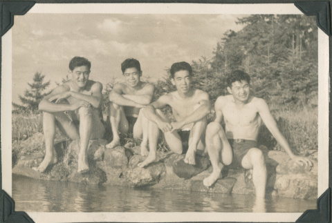 Four friends swimming (ddr-densho-201-695)