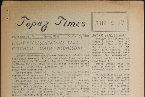 Topaz Times Pre-issue No. 4 (October 3, 1942) (ddr-densho-142-4)