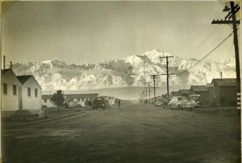 View of barracks and Mt. Williamson (ddr-manz-4-19)