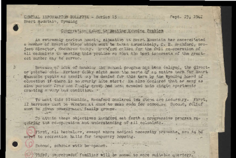 General information bulletin (Cody, Wyo.), series 15 (September 23, 1942) (ddr-csujad-55-649)
