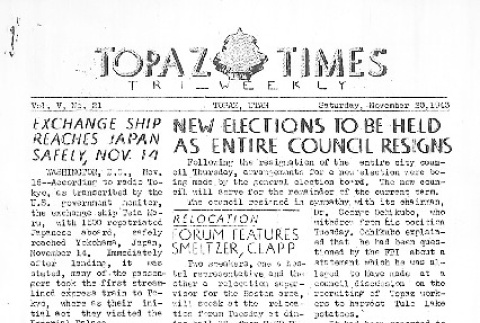 Topaz Times Vol. V No. 21 (November 20, 1943) (ddr-densho-142-240)