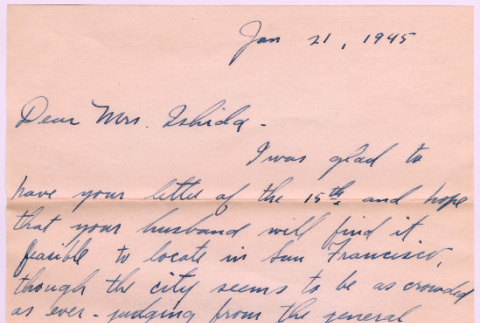 Letter from Howard Schemp to Mrs. Y. Ishida (ddr-densho-535-416)
