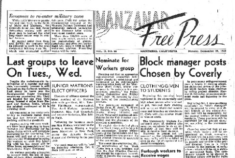 Manzanar Free Press Vol. II No. 30 (September 28, 1942) (ddr-densho-125-73)