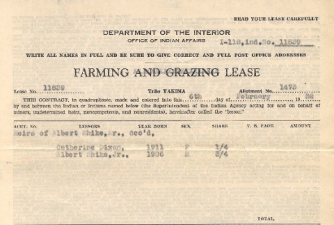 Farming and grazing lease contract (ddr-densho-102-44)