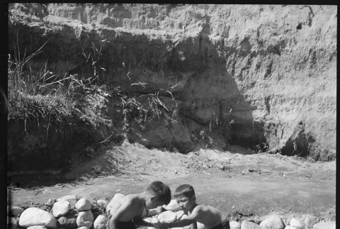Young Japanese Americans playing in creek (ddr-densho-151-400)