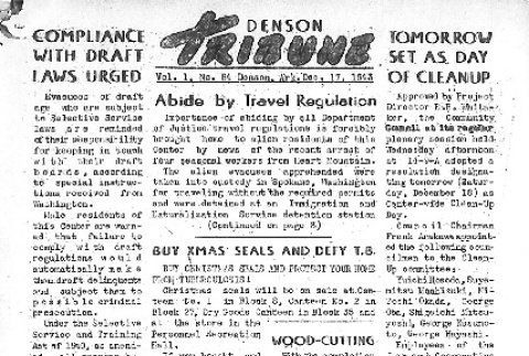 Denson Tribune Vol. I No. 84 (December 17, 1943) (ddr-densho-144-125)