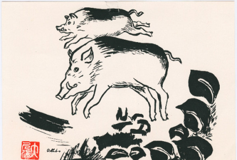 Sketch by Mine Okubo and note to Kaneji Domoto (ddr-densho-329-1206)