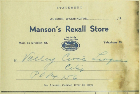 Receipt from Manson's Rexall Store (ddr-densho-277-154)