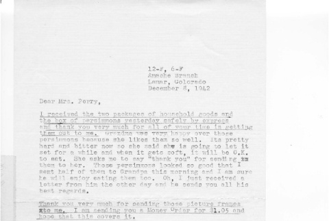 Letter from Kazuo Ito to Lea Perry, December 8, 1942 (ddr-csujad-56-29)