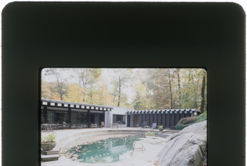 Exterior of the house and the pool at the Lynton project (ddr-densho-377-443)