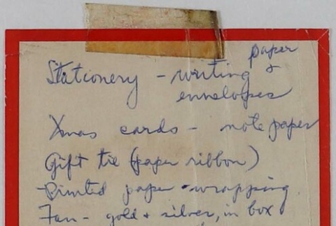 Blank Label from Takahashi Trading Company with handwritten list (ddr-densho-424-594)