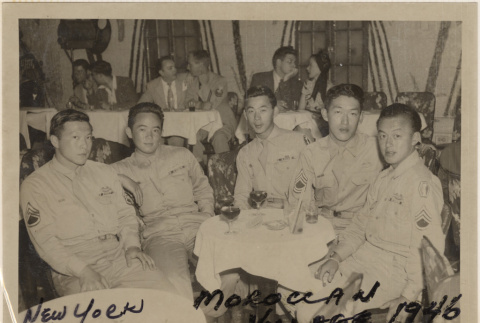 Five men seated at table at the Moroccan night club (ddr-densho-466-418)