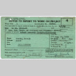 Notice to report to work for Kaneji Domoto (Reassignment) (ddr-densho-329-980)