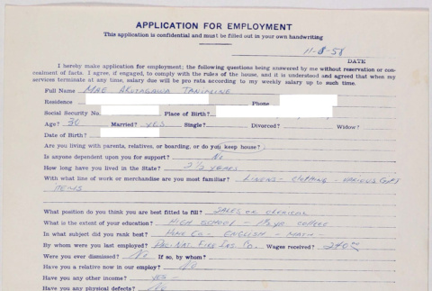 Employment application (ddr-densho-424-444)