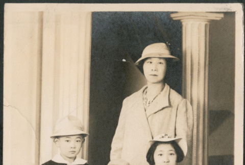 Portrait of woman and three children (ddr-densho-523-67)