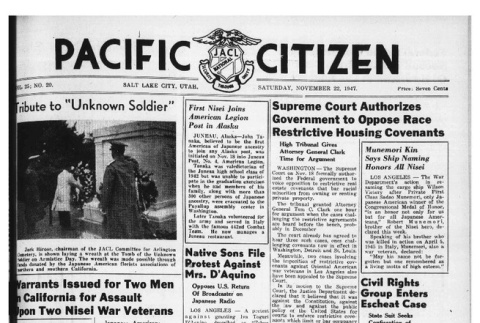 The Pacific Citizen, Vol. 25 No. 20 (November 22, 1947) (ddr-pc-19-47)