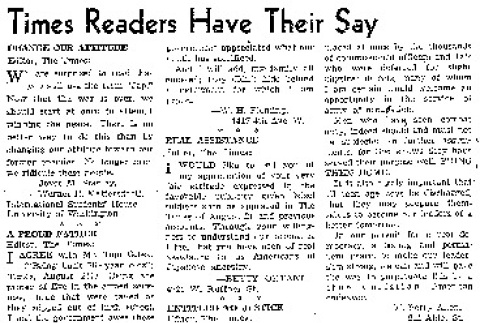 Times Readers Have Their Say (August 28, 1945) (ddr-densho-56-1138)
