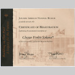 Certificate of Registration at JANM for Chester Yoshio Sakura (ddr-densho-523-696)