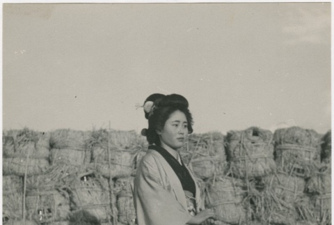 Japanese woman dressed for a festival (ddr-densho-299-178)