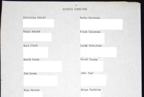 Redress Committee List (ddr-chijacl-1-12)