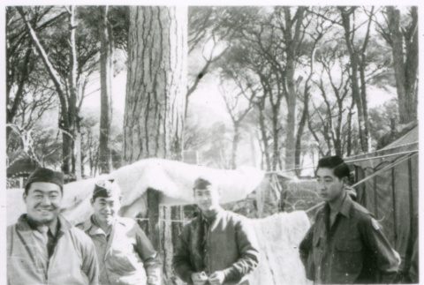 Four soldiers in forest (ddr-densho-1007-763)