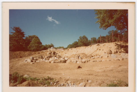 Rock waterfall and pond under construction (ddr-densho-377-2201)