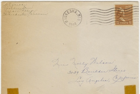 Christmas card (with envelope) to Molly Wilson from Lillian (Nobie) Igasaki (December 1944) (ddr-janm-1-52)