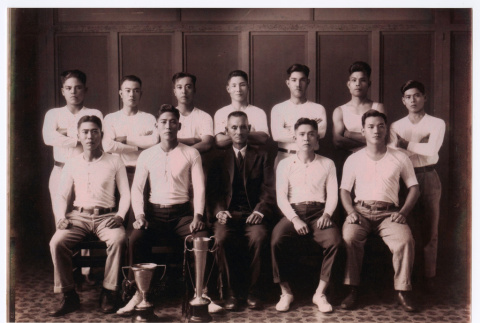 Group of Men Posing with Trophies (ddr-ohs-1-79)