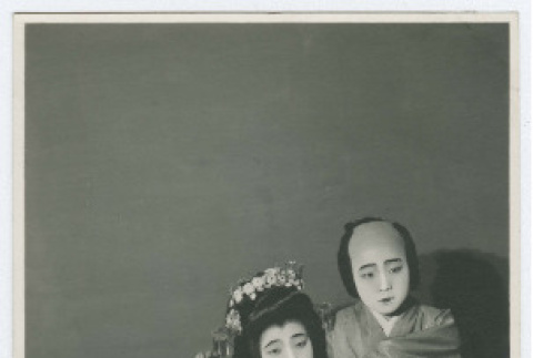 Two kabuki performers posed in costume (ddr-densho-383-438)