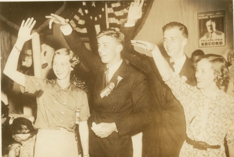 Franklin D. Roosevelt's sons [?] waving with two women (ddr-njpa-1-1610)