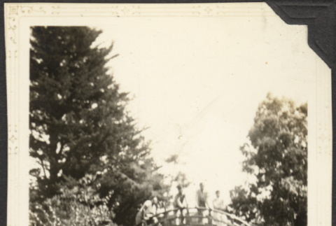 People standing on Moon Bridge (ddr-densho-326-578)