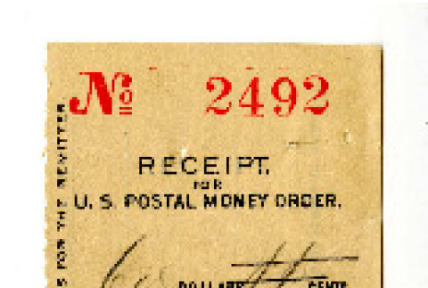 Receipt for U.S. postal money order (ddr-csujad-38-531)