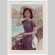 Portrait of person in dress and sun hat (ddr-densho-1007-132)