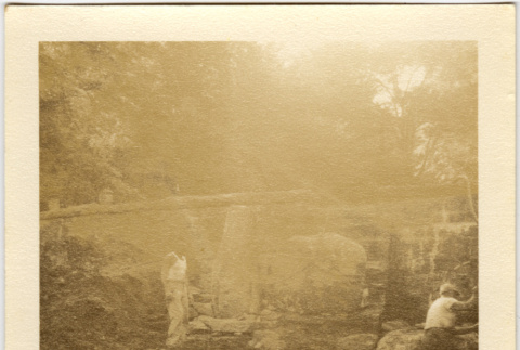 Men working on retaining wall and staircase (ddr-densho-377-1364)