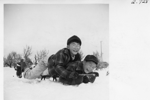Two boys sledding (ddr-fom-1-839)