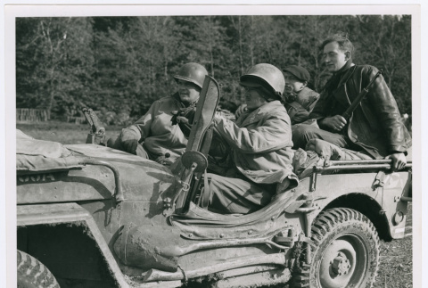 Two members of the Free French with Members of the 442nd (ddr-densho-1007-267)